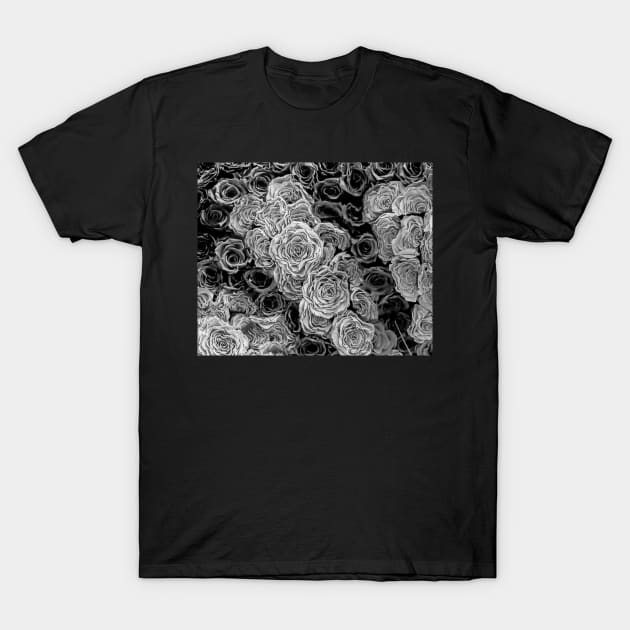 Black and White Roses T-Shirt by Klssaginaw